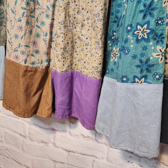 Blue Sky Mixed Patchwork Hippie Boho Cottagecore Festival Maxi Skirt Sz Large - Picture 6 of 13